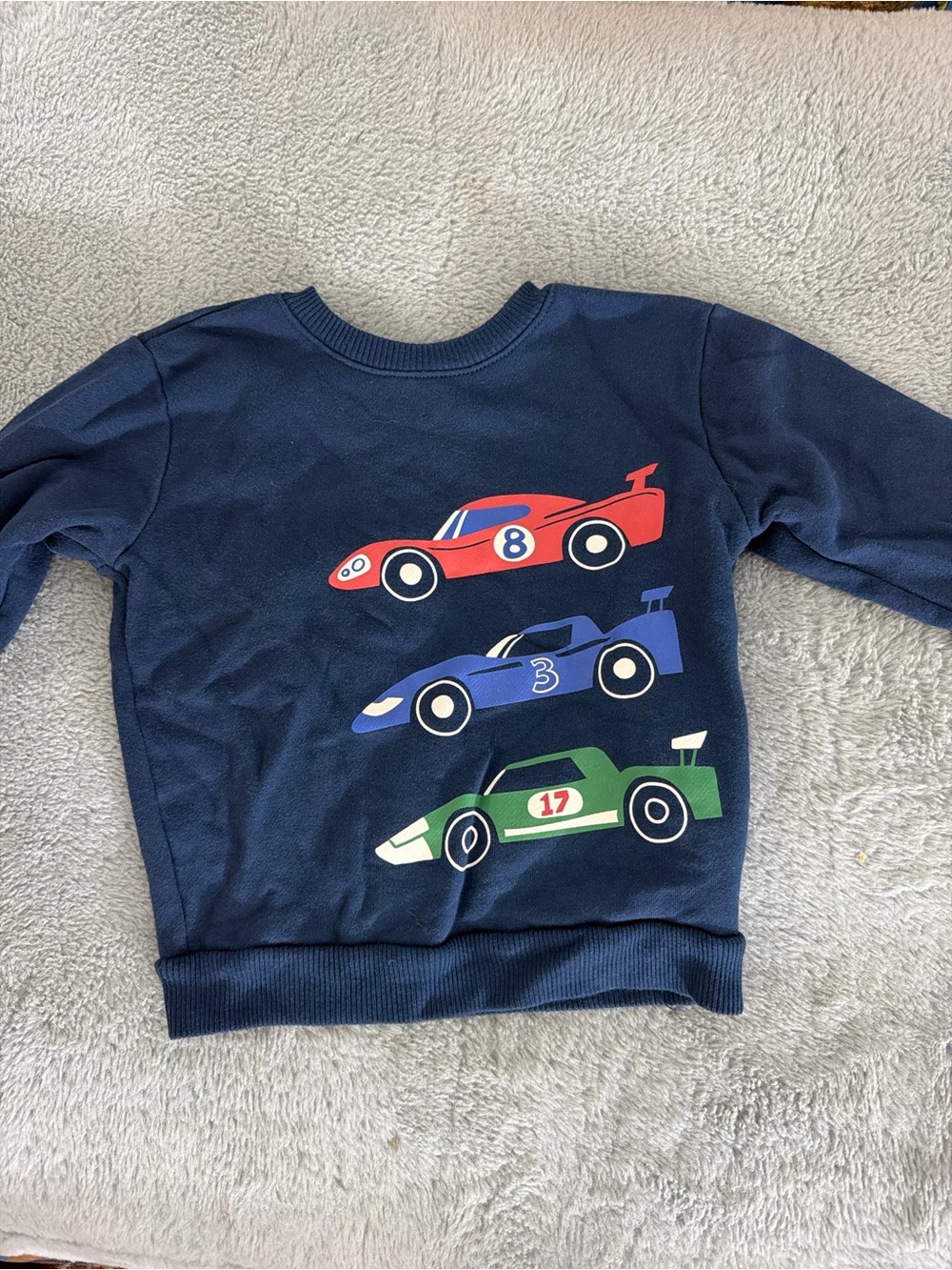 Garanimals Navy Sweatshirt with Red, Blue & Green Race Cars
